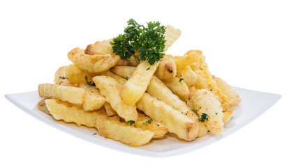 Portion of French Fries on white