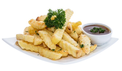 Portion of French Fries on white