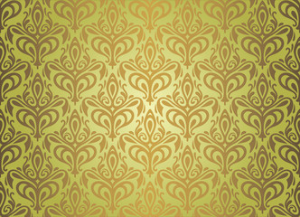 Green  & brown  vintage wallpaper design