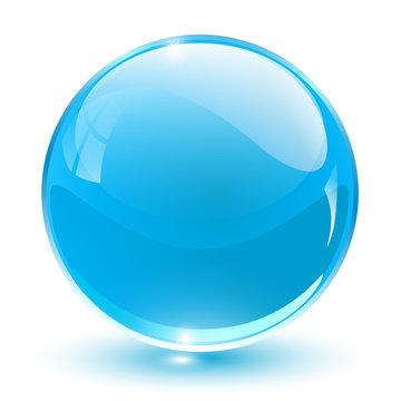 3D crystal sphere blue
