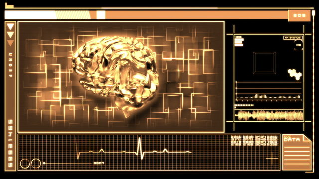 Medical digital interface showing brain