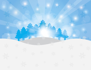 Christmas Trees in Snow Winter Scene Illustration