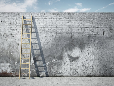 Ladder On Wall In Front Of Sky