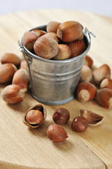 hazelnuts in a bucket