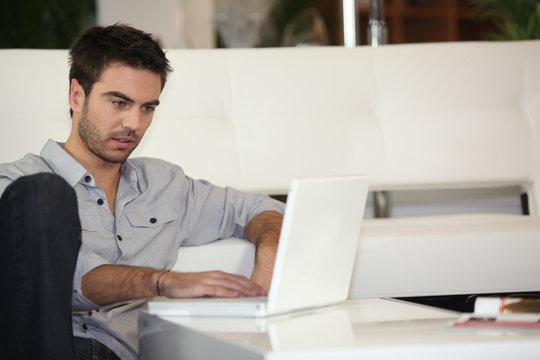 Man Checking His Emails