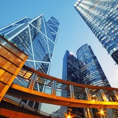 Fotobehang Moderne kantoorgebouwen in Centraal Hong Kong. © fazon