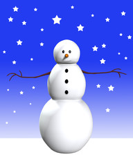 Snowman In Snow