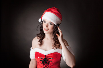 Santa girl with headset