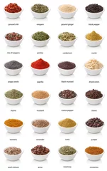 Foto op Plexiglas Different spices isolated on white background. Large Image © Julián Rovagnati
