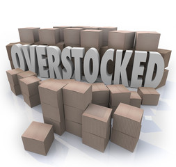 Overstocked Words Cardboard Boxes Warehouse Inventory © iQoncept