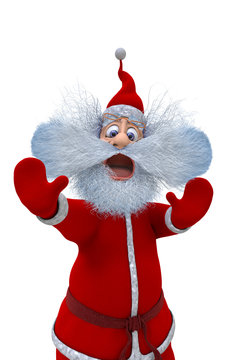 3d render of Santa Claus shows the emotions of fright