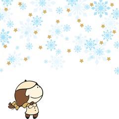 Cute girl under a snowfall