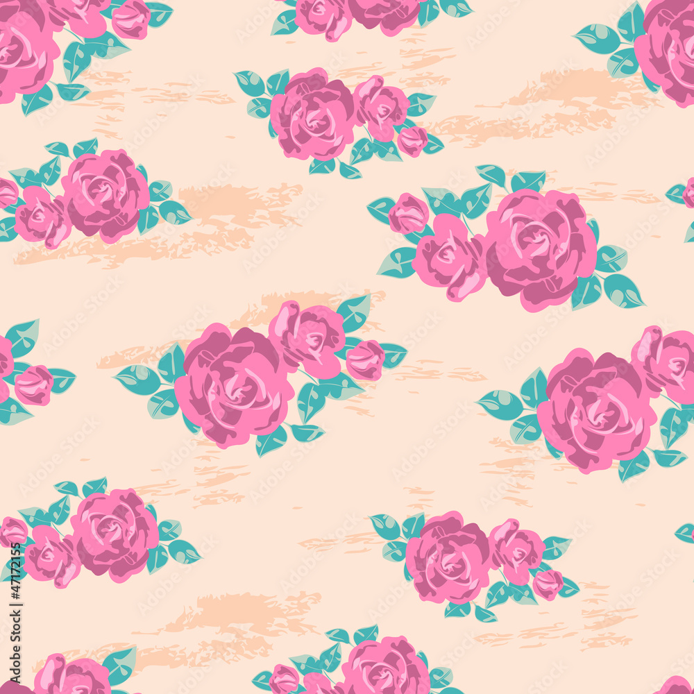 Wall mural Seamless vintage pattern with floral print