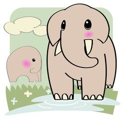 Vector elephant couple in love