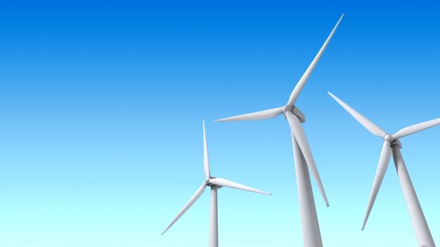 Windmills over blue sky - 3d loopy animation