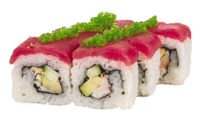 Maki Sushi - Roll made of Crab, avocado, cucumber inside. Fresh