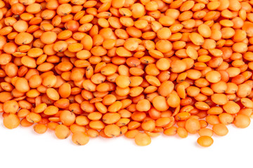 red lentils isolated on white