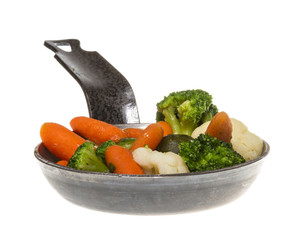 mixed vegetables with fresh sprout in pan