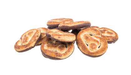 Heap of delicious  cookies isolated on white background