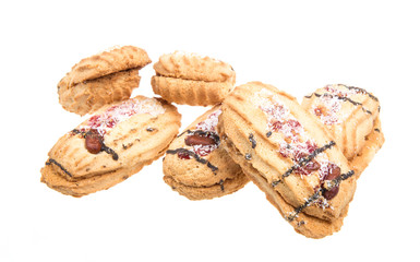 Heap of delicious  cookies isolated on white background