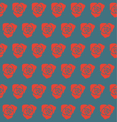 Floral seamless pattern with red roses on grey