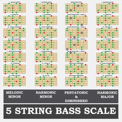 5 string bass melodic minor scale - 47175775