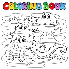 Photo sur Plexiglas Bricolage Livre de coloriage crocodile image 1
