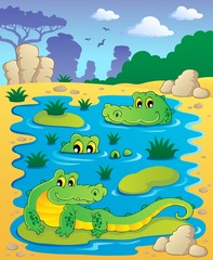 Obraz premium Image with crocodile theme 2