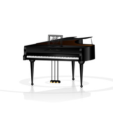 piano in white room