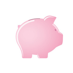 Pink piggy bank isolated on white background