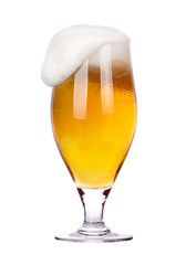 Frosty glass of light beer isolated
