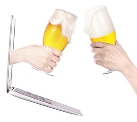 beer toasting to show internet business success