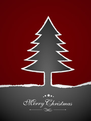 Fototapeta na wymiar Stylized Xmas tree on red background for Merry Christmas celebra