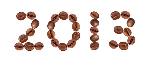 New Year 2013 made of beans coffee