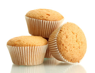tasty muffin cakes, isolated on white