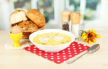 Fragrant soup in white plate