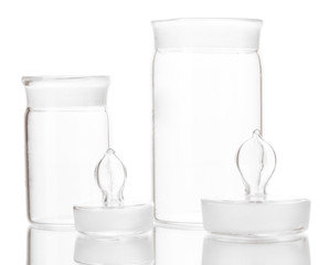 Transparent medical bottles  isolated on white