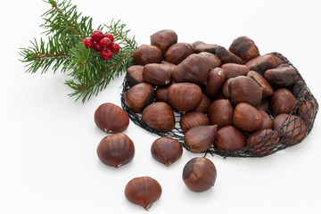 Christmassy market with chestnut