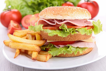 hamburger and fries