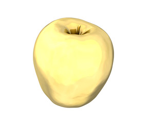 Golden apple on white background
