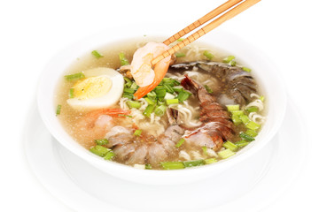Chinese soup isolated on white