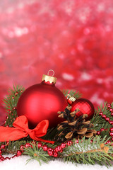 Christmas decoration on red background