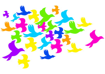 Vector illustration of colourful birds