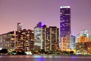 Miami Florida buildings cityscape at night