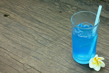 Soda drinks with blue flowers