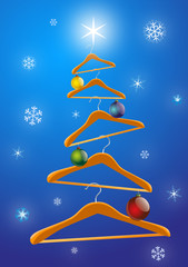 Christmas tree consisting of clothes hangers