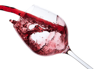 red wine pouring splash, isolated
