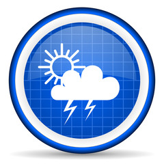 weather blue glossy icon on white background