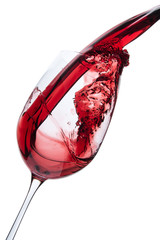 red wine pouring splash, isolated