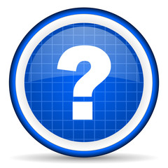 question mark blue glossy icon on white background